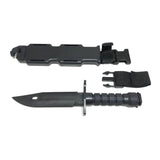 12 Inch Rubber Army M9 Tactical Bayonet Knife Black Stunt Prop with Sheath