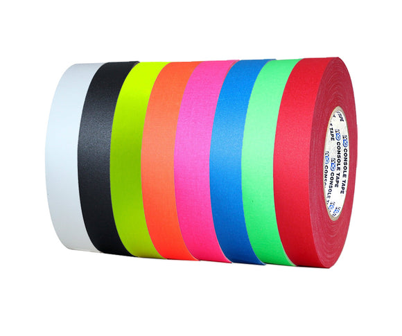 Pro Tapes® one inch White Paper Console Tape in colors white, black, red and fluorescent orange, yellow, pink, green and blue   - Dependable Expendables