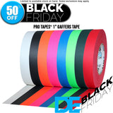 Black Friday special on Pro Tapes® one inch Gaffer Tape in black, white, red, green and fluorescent orange, pink and blue.