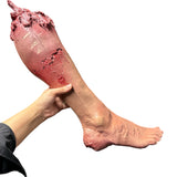 Handcrafted severed leg prop made out of urethane foam rubber 