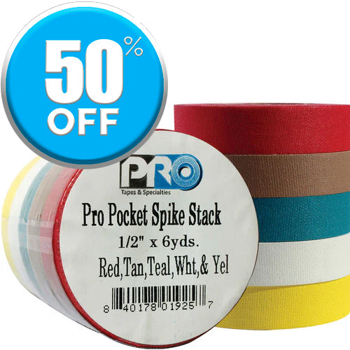 On Sale Pro Tapes® Pro Pocket Spike half inch Bright Color 5 pack Red, Tan, Teal, White Yellow - Dependable Expendables