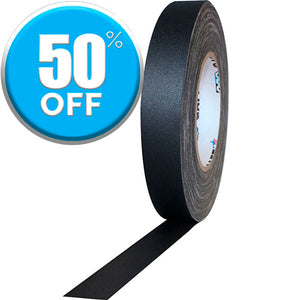 On Sale Pro Tapes® one inch Gaffer Tape in black, white, red, green and fluorescent orange, pink and blue.