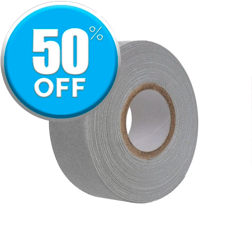 On Sale Pro Tapes® Pro Gaff Gaffers Tape 1 Inch x 12 Yards Mini Roll in grey.