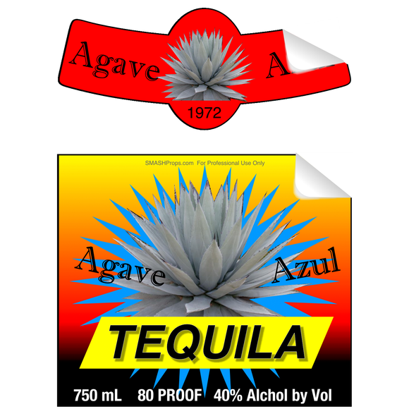 Agave Azul Tequila Single Self Adhesive Label. License and Royalty Free for Film Use