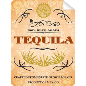 Blue Agava Tequila Bottle Self Adhesive Label. 