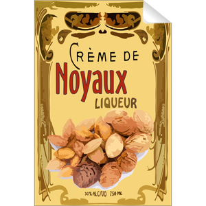 Creme De Noyaux bottle color label printed on self-adhesive label 