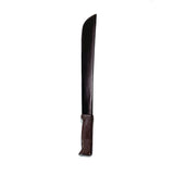 Extra-large urethane foam rubber jungle machete with 16.5 inch dark blade finish and beautiful wood-grained handle