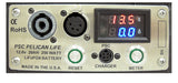 Close up view of Professional Sound Corporation Pelican LiFE Battery case panel and LED readout.