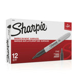 Sharpie Permanent Markers Black Fine Point 12 Count Box