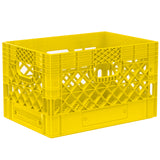 Plastic Grip Storage Rectangle 24 Quart Milk Crate (Black, Blue, Grey, Lime Green, White, Yellow, Ultra Violet)