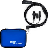 Black On Set Headsets FilmPro Y compatible with Motorola 2 Pin Walkie Headset with free blue Case