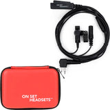 Black On Set Headsets FilmPro Y compatible with Motorola 2 Pin Walkie Headset with free red Case