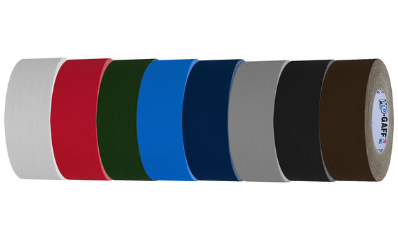 Pro Tapes® 2” Gaffer Gaff Tape in Various Colors white, red, brown, green, blue, grey and black.